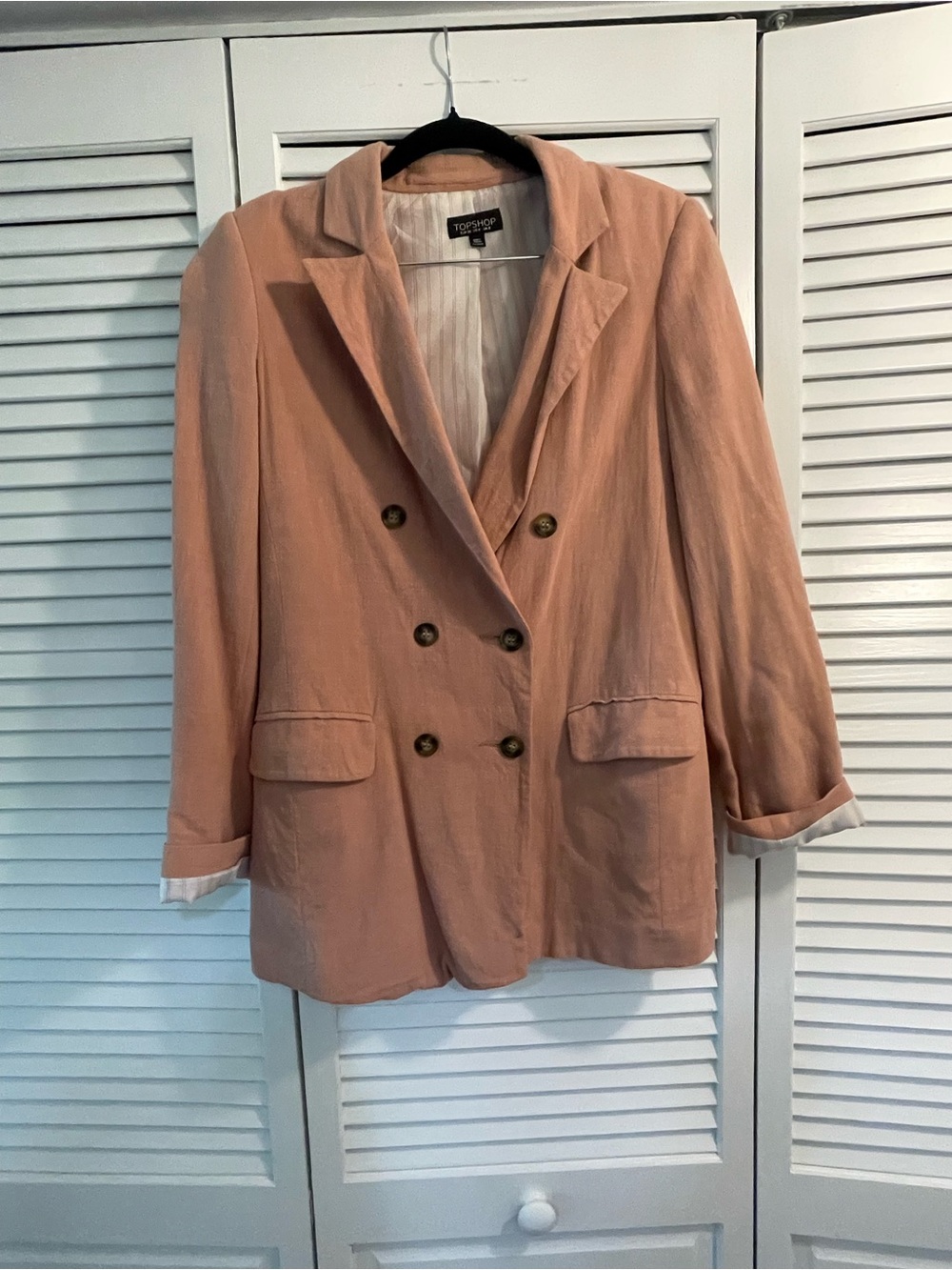 Top shop oversized pink linen blazer